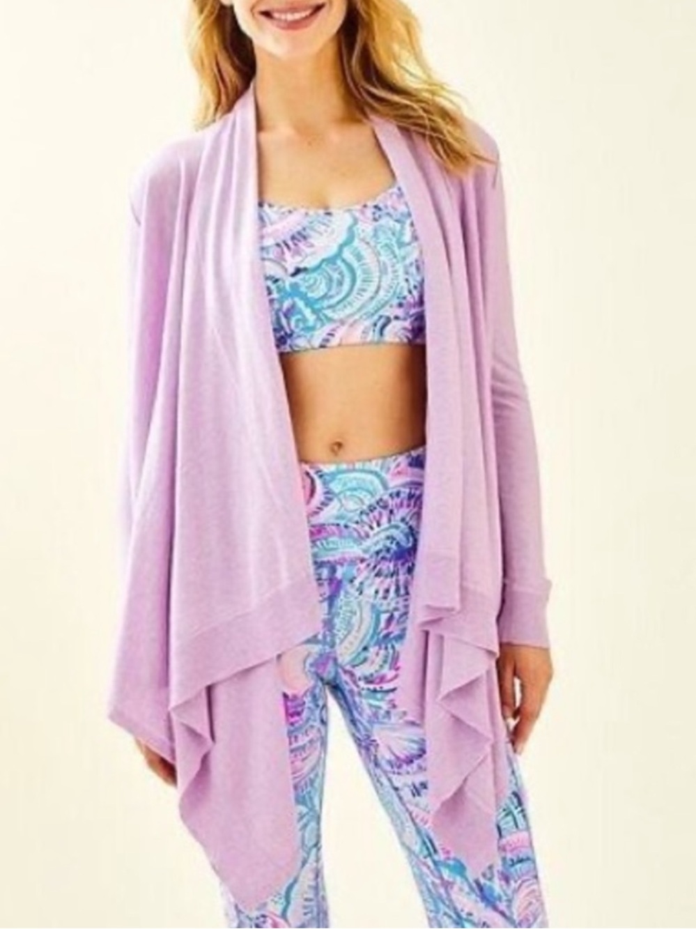 Lilly Pulitzer Danique Coolmax Cardigan Heathered Lilac Freesia
